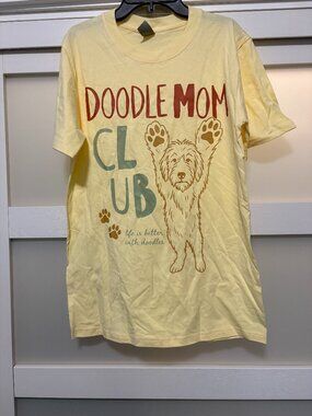 Doodle Mom Club Yellow Ladies T-Shirt sz  S Ring Spun Digiprint NEW